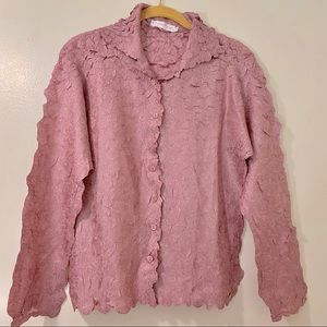 Pretty Angel Silk Rayon Crinkle Button Blouse Size M